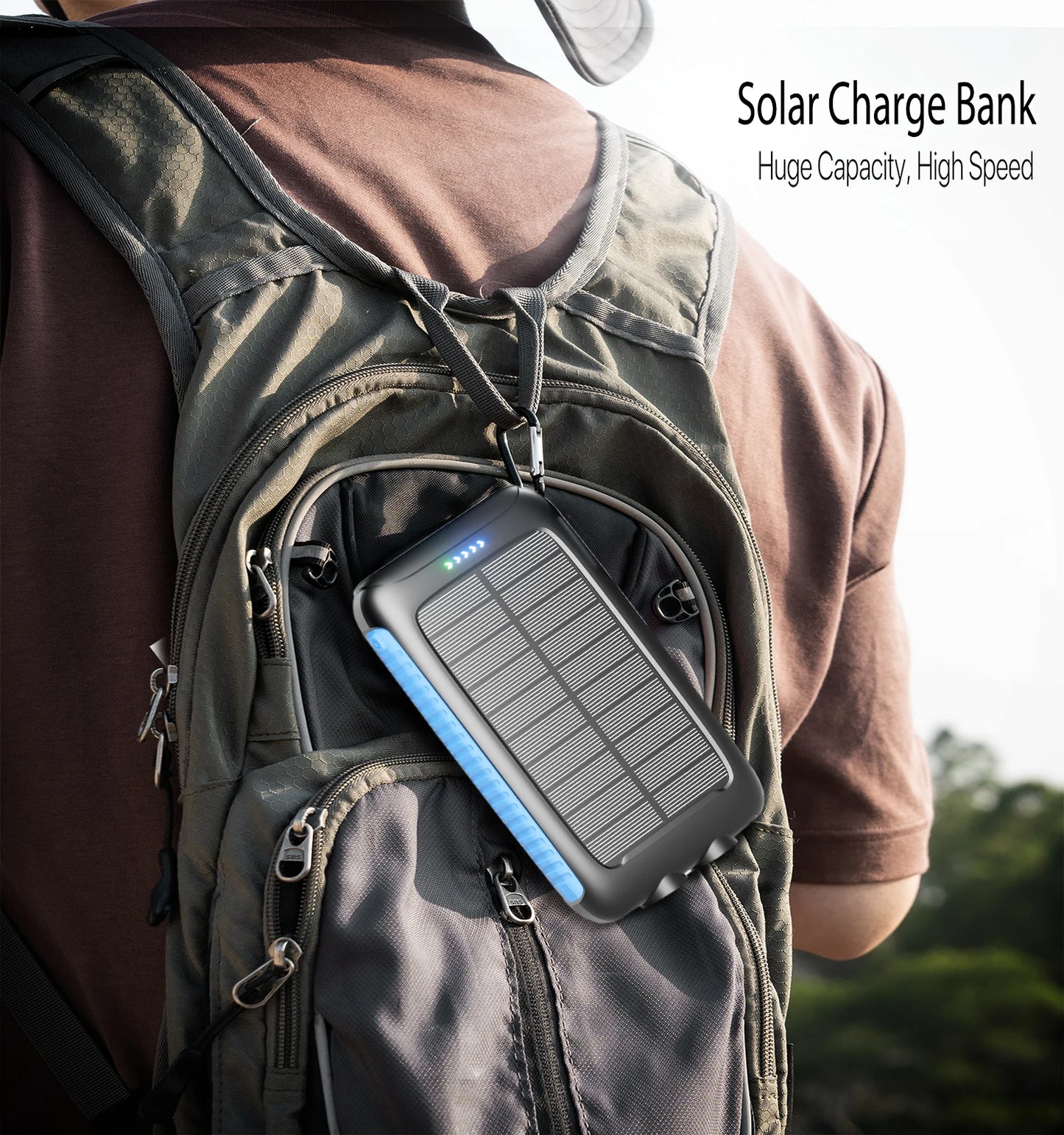 49000mAh Solar Power Bank Portable Charger with Dual USB,
