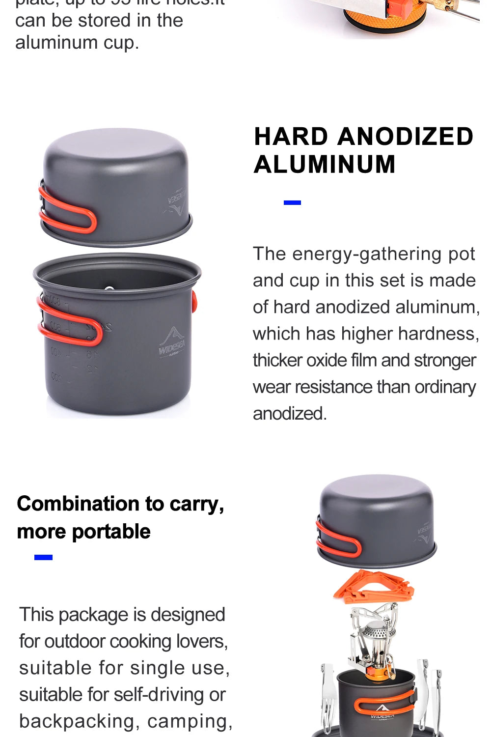 Cookware Set Outdoor Tableware Equipment Supplies Burner Stove Folding Knife Fork Portable Pot Suit Tourism Cup