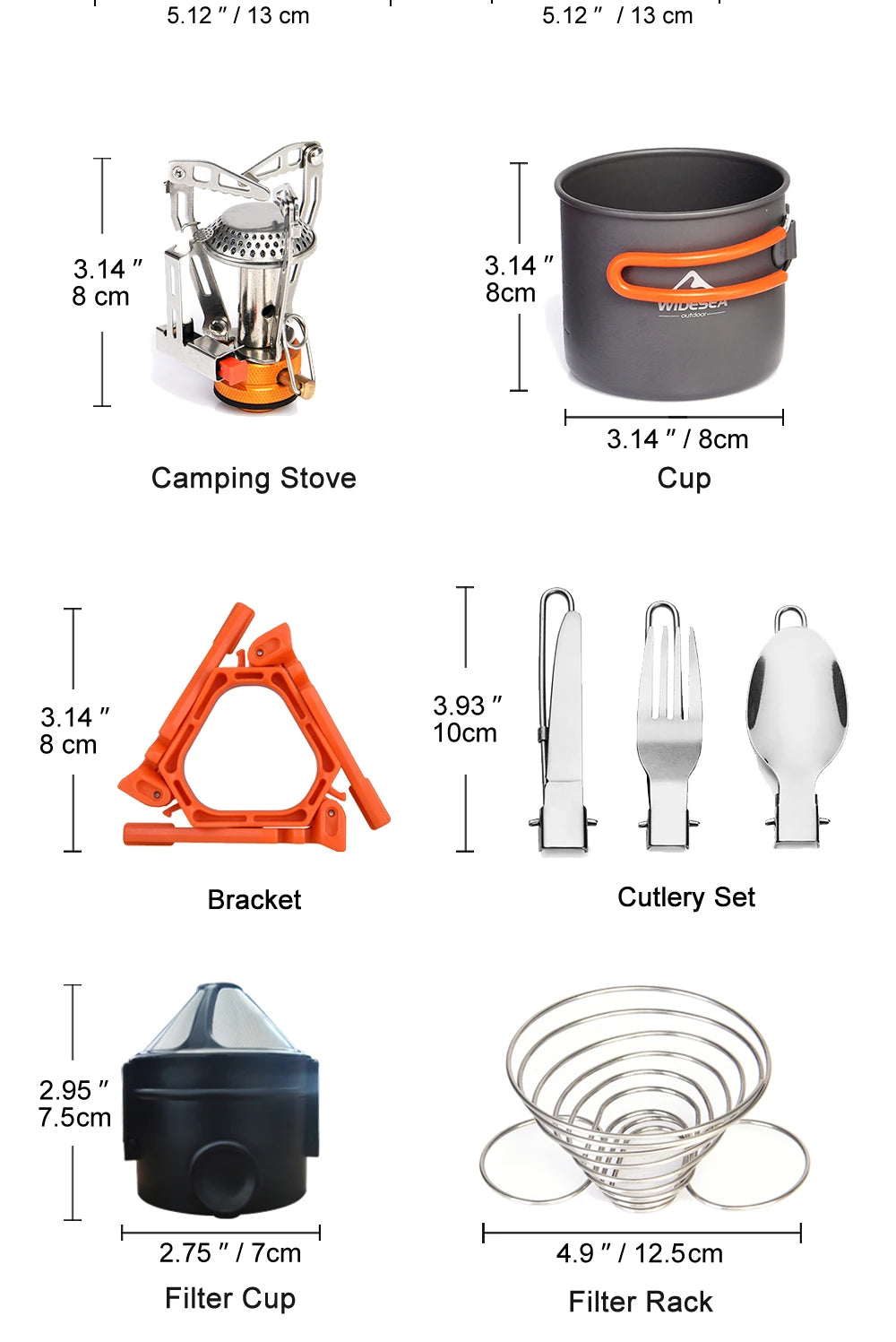 Cookware Set Outdoor Tableware Equipment Supplies Burner Stove Folding Knife Fork Portable Pot Suit Tourism Cup