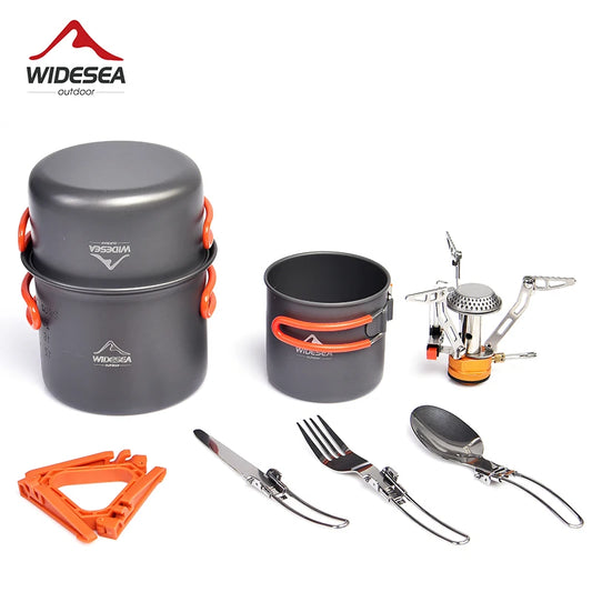 Cookware Set Outdoor Tableware Equipment Supplies Burner Stove Folding Knife Fork Portable Pot Suit Tourism Cup