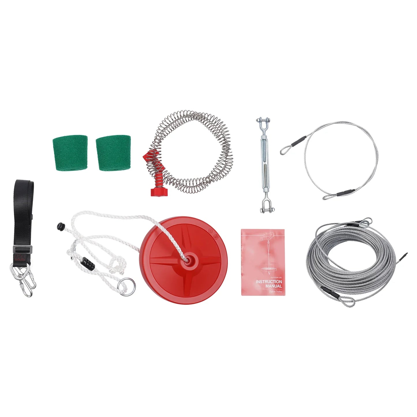 160FT Zipline Set with Stainless Steel Spring Brake & Seat for Exciting Outdoor Adventures