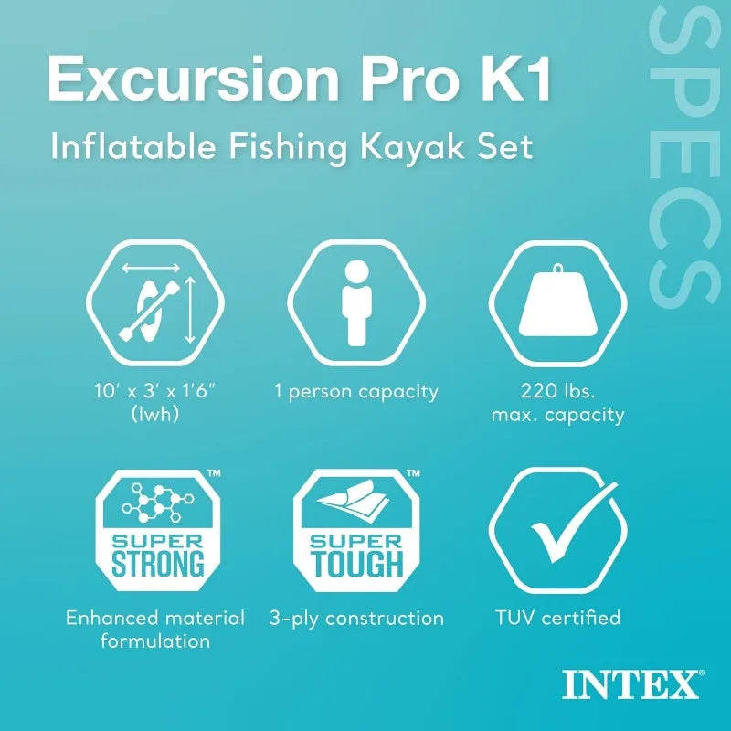 INTEX 68303EP Excursion Pro K1 Inflatable Kayak Set: Includes Deluxe 86in Kayak Paddles