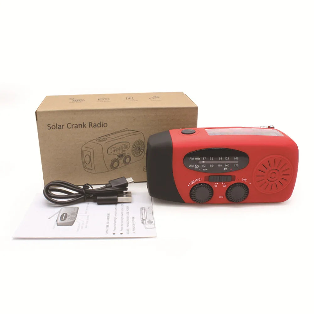 Emergency Radio Solar Hand Crank Dynamo Radio FM/AM/NOAA 2000Mah Phone Charger Power Bank Flashlight SOS