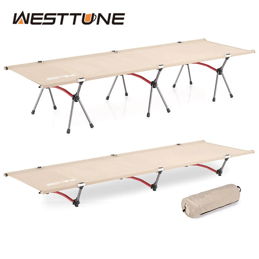 WESTTUNE Cot with Leg Extenders Portable Folding Bed Ultralight Aluminum Alloy