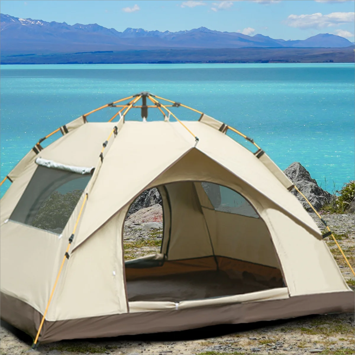 Outdoor shelter Sunshade Self-driving Trave Camping tent Two doors and two windows