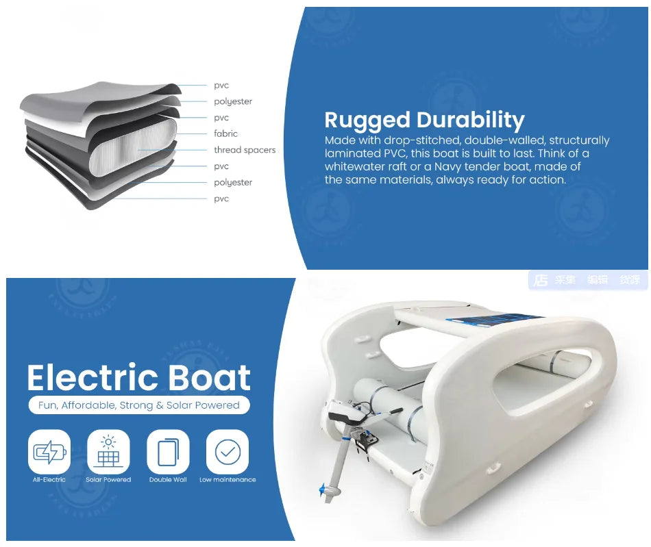 Portable Floating Water Platform Pontoon House Boat All-Electric Solar Powered