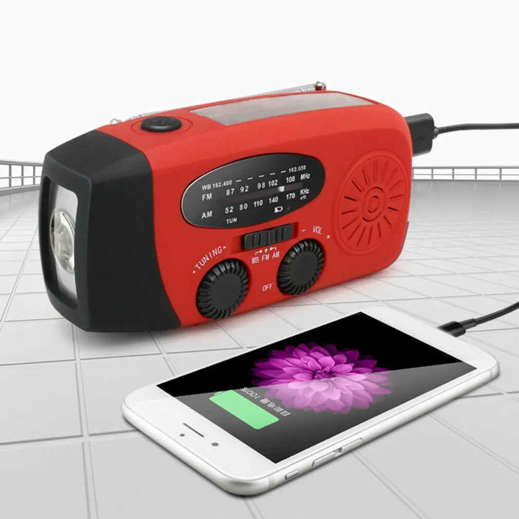 Emergency Radio Solar Hand Crank Dynamo Radio FM/AM/NOAA 2000Mah Phone Charger Power Bank Flashlight SOS