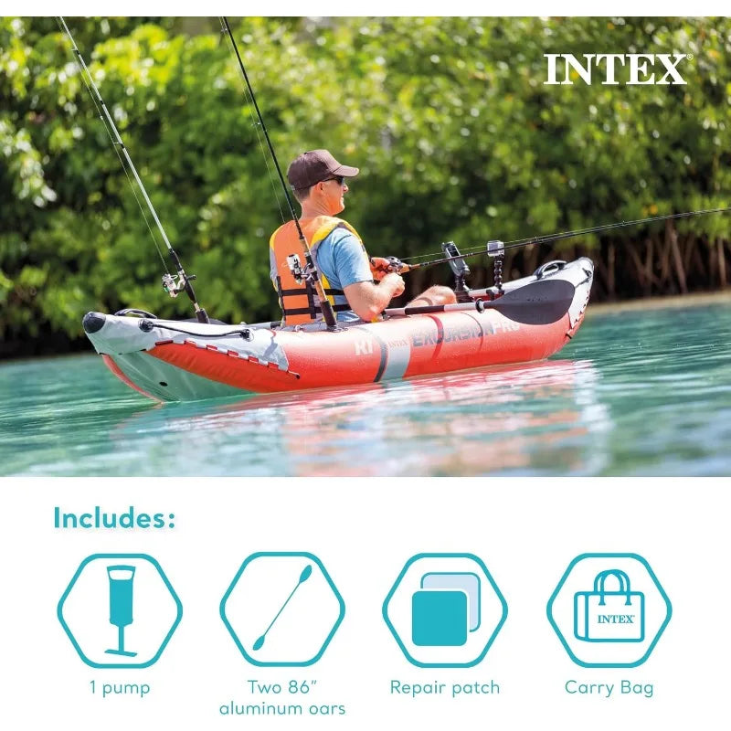 INTEX 68303EP Excursion Pro K1 Inflatable Kayak Set: Includes Deluxe 86in Kayak Paddles