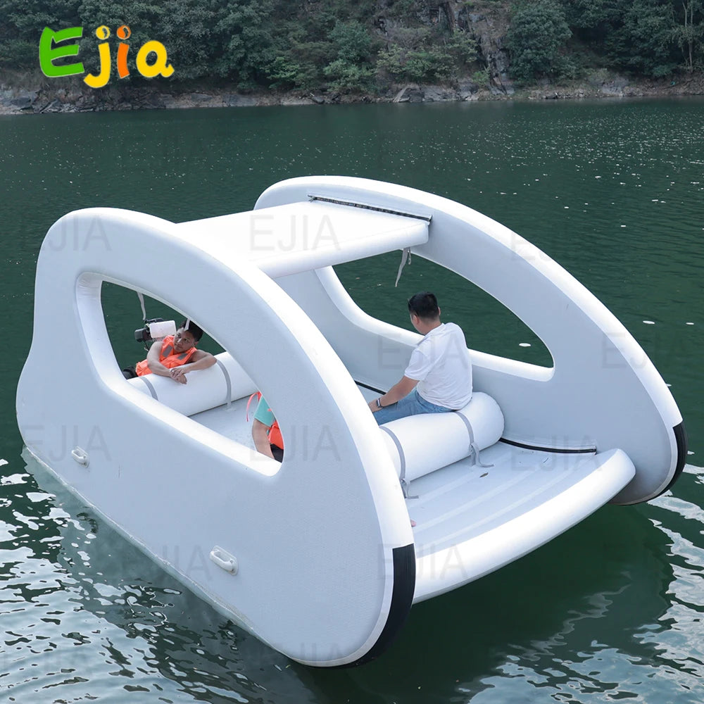 Portable Floating Water Platform Pontoon House Boat All-Electric Solar Powered