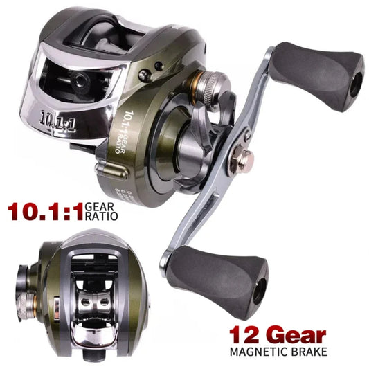 Metal Spool Baitcasting Reel 10kg Max Drag 10.1 1 High Speed Gear Ratio