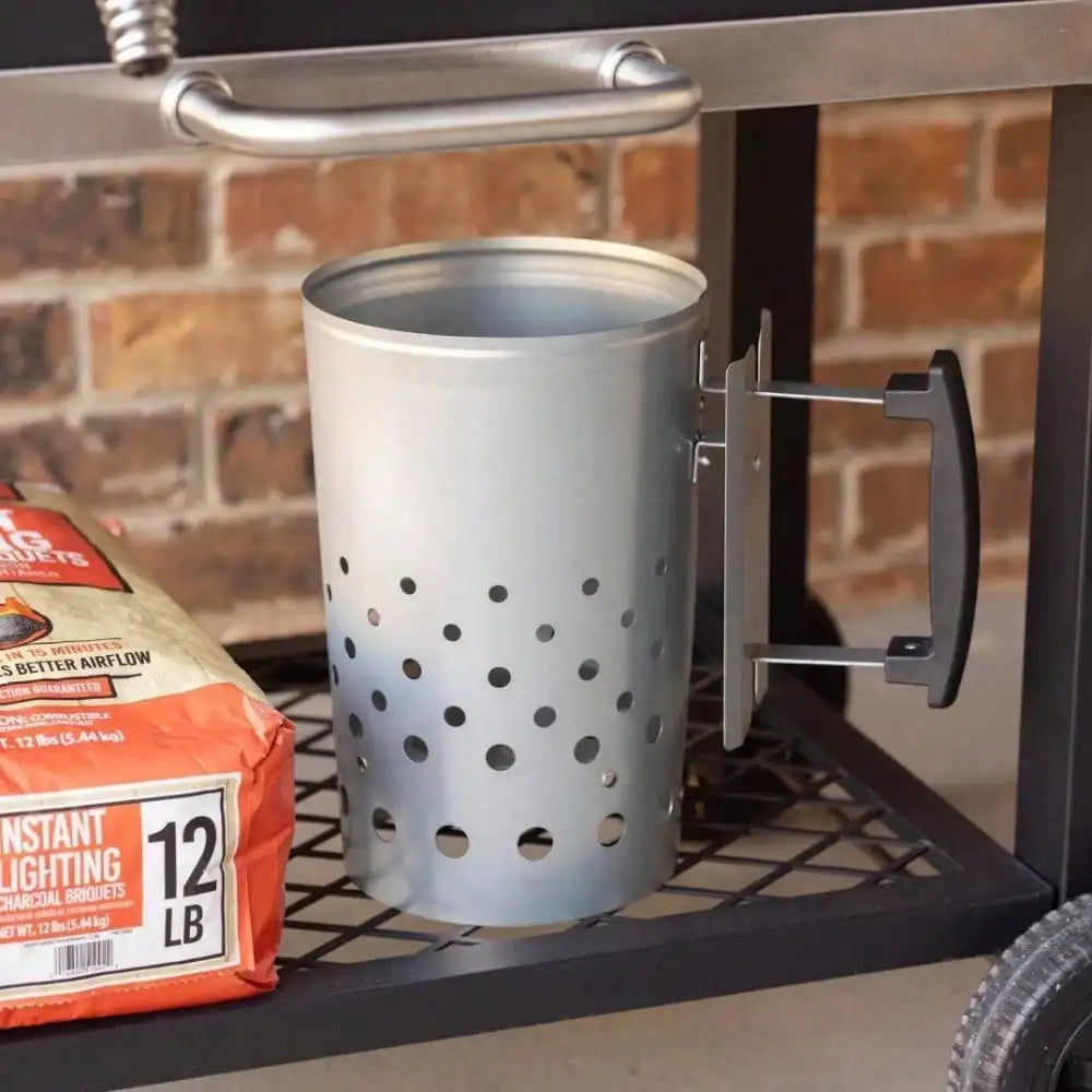 Grill charcoal outdoor chimney with safety handles,