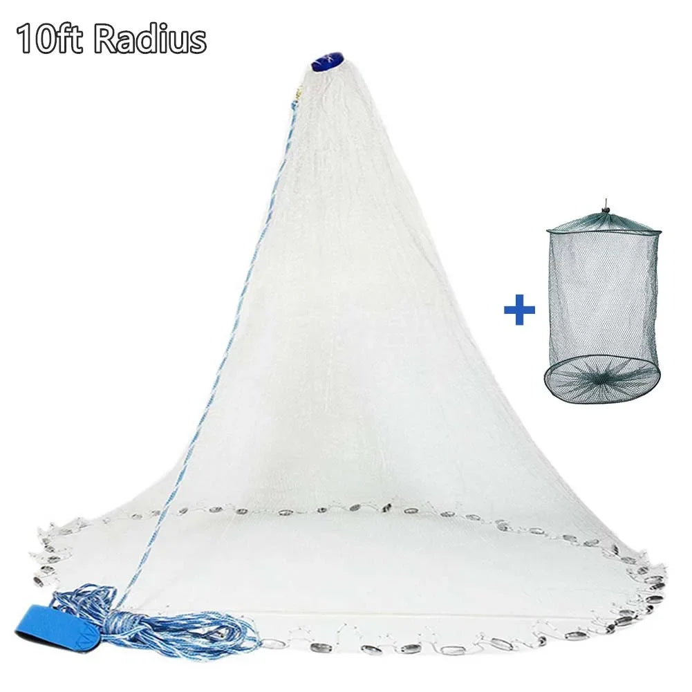 American Saltwater Fishing Cast Net for Bait Trap Fish 3/4/5/6/7/8/9/10ft