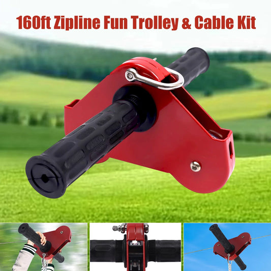 160FT Zipline Set with Stainless Steel Spring Brake & Seat for Exciting Outdoor Adventures