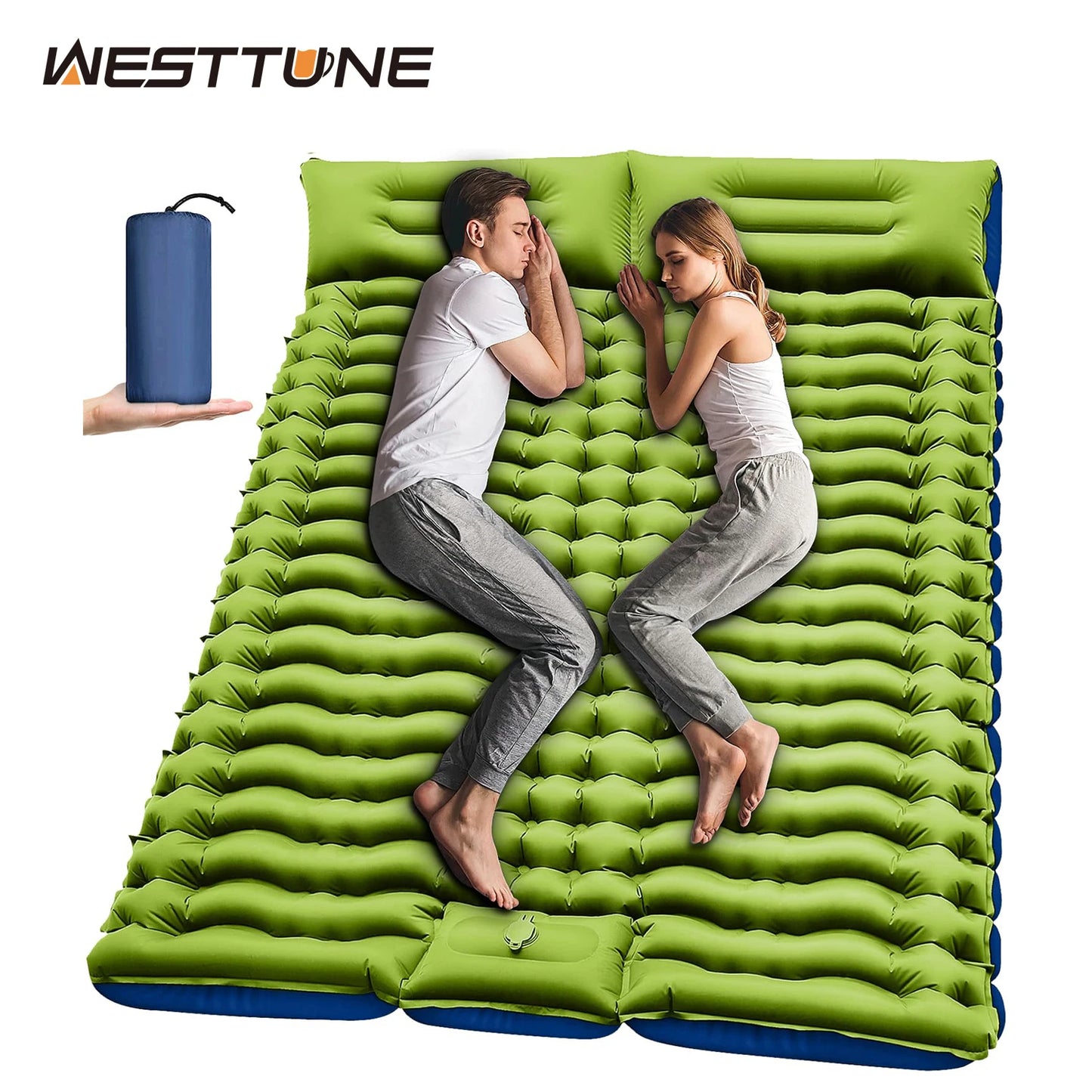 WESTTUNE 4" Thick for 2 Person with Pillow Built-in Foot Pump Mattress