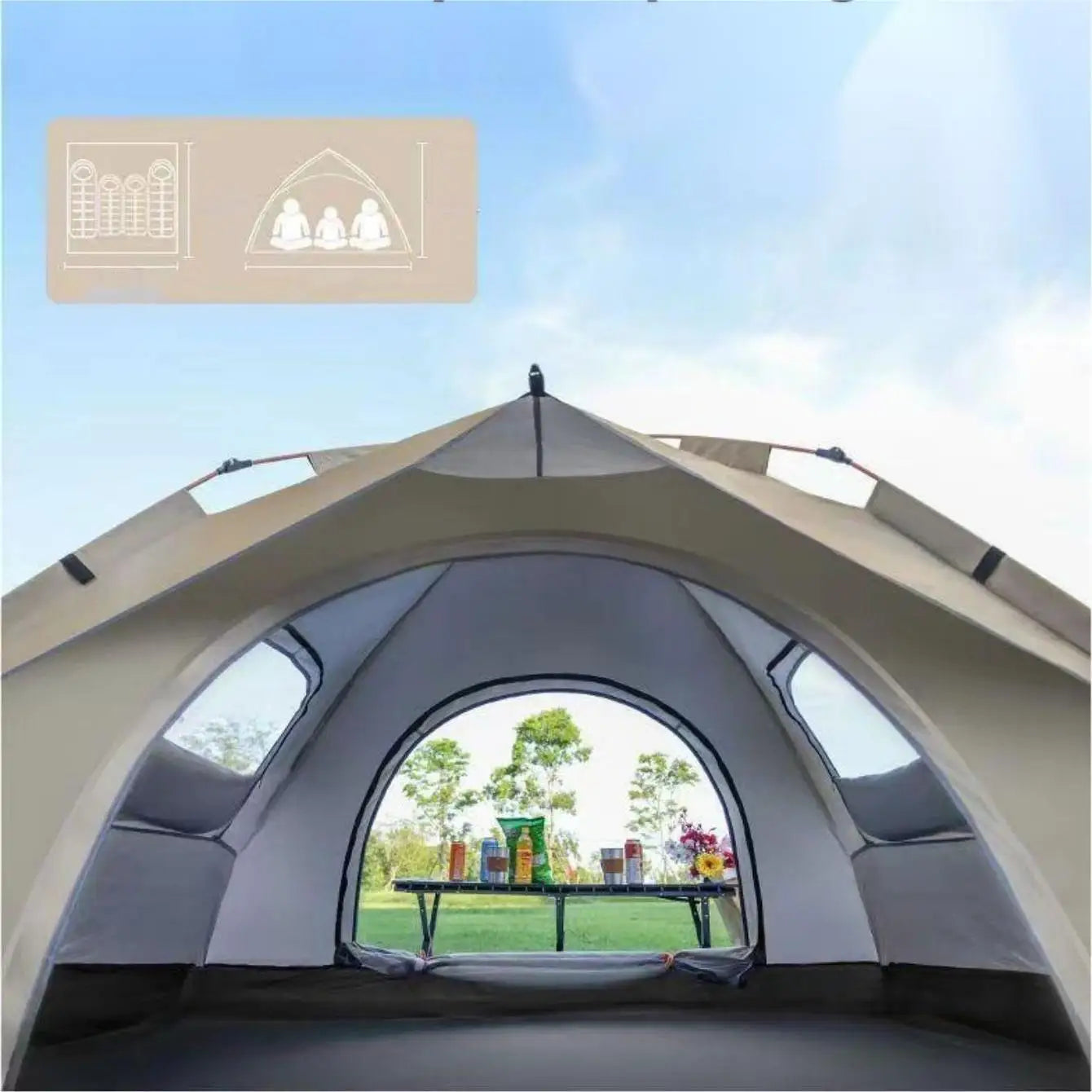 Outdoor shelter Sunshade Self-driving Trave Camping tent Two doors and two windows