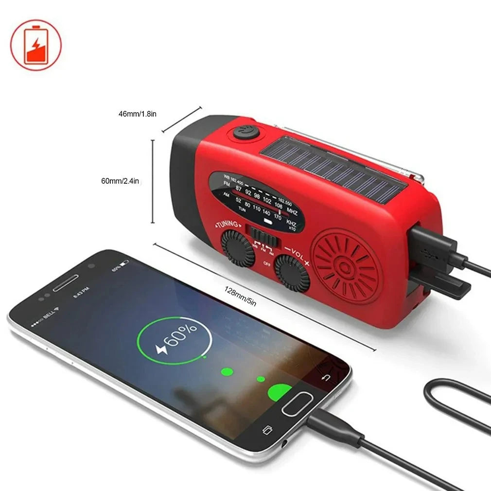 Emergency Radio Solar Hand Crank Dynamo Radio FM/AM/NOAA 2000Mah Phone Charger Power Bank Flashlight SOS