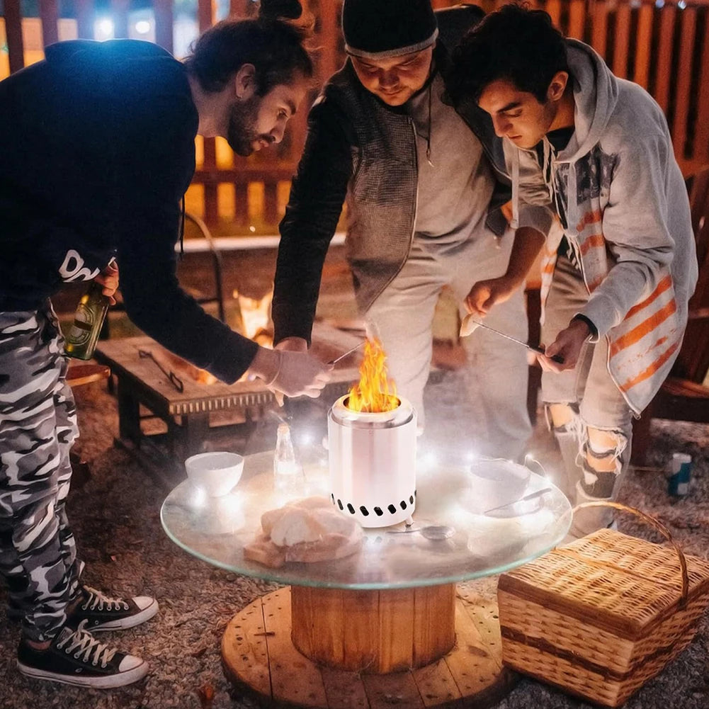 Smokeless Tabletop Fire Pit Stainless Steel Portable