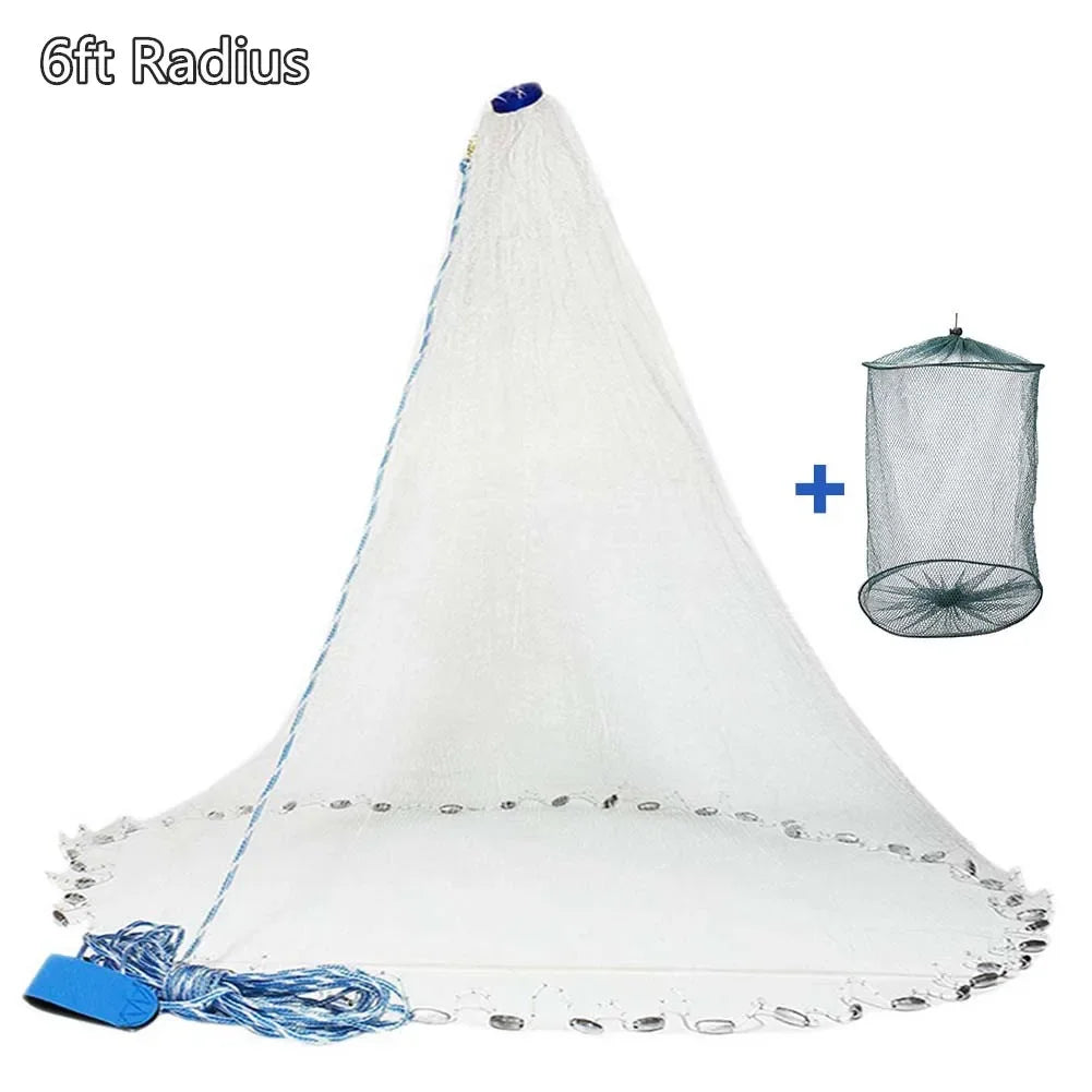 American Saltwater Fishing Cast Net for Bait Trap Fish 3/4/5/6/7/8/9/10ft