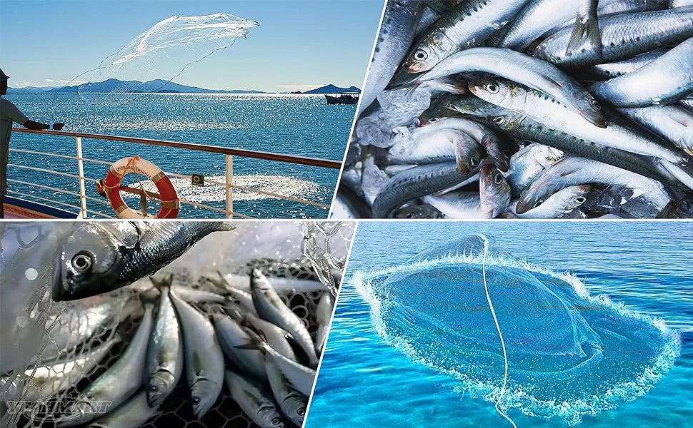 American Saltwater Fishing Cast Net for Bait Trap Fish 3/4/5/6/7/8/9/10ft