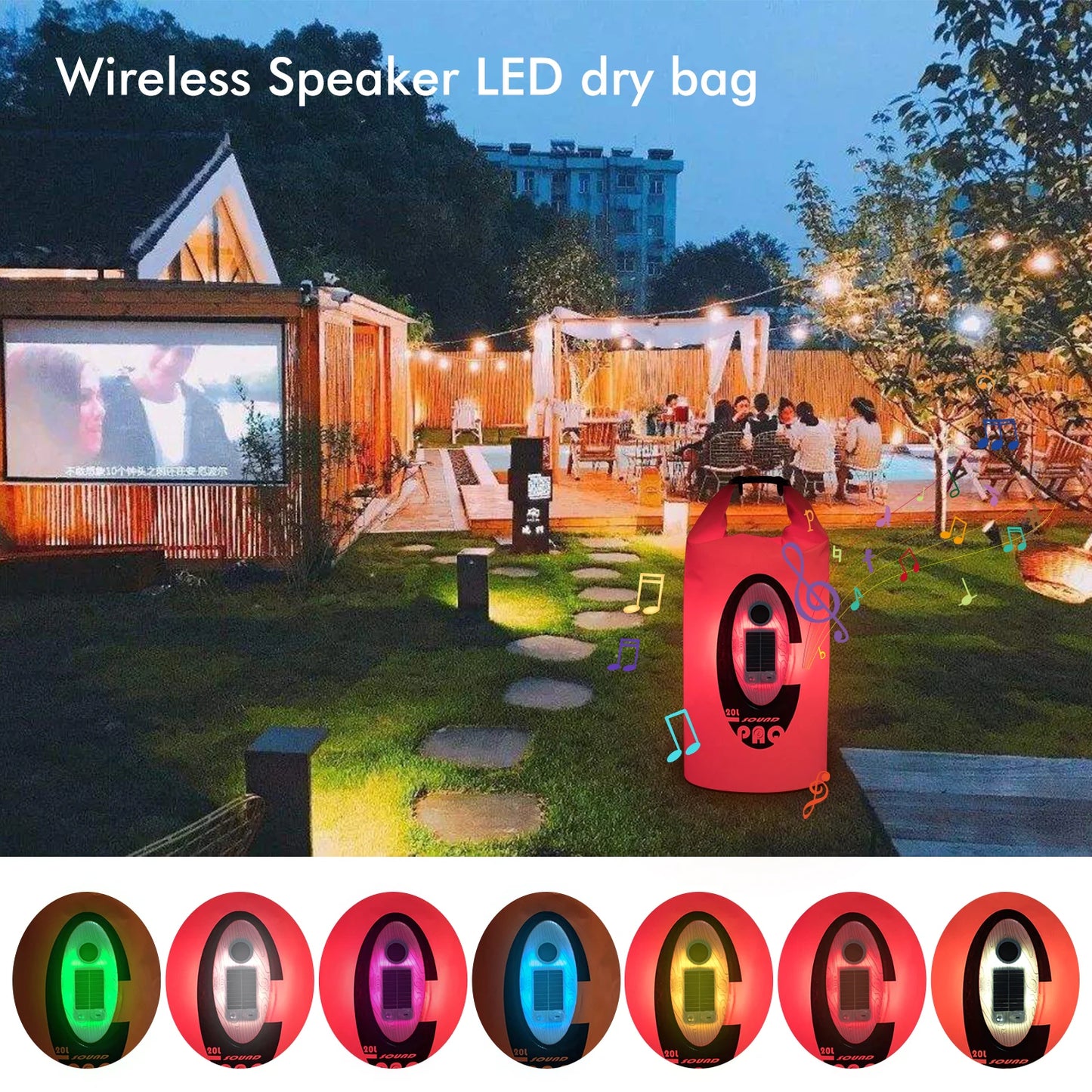 SELORSS Solar/Battery Powered Waterproof   Outdoor   Sport Bag with Bluetooth Speaker  ,Big Capacity