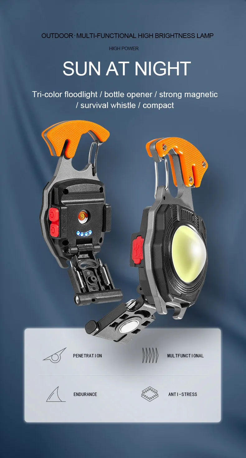 Multi-functional keychain flashlight, mini tool, bottle opener