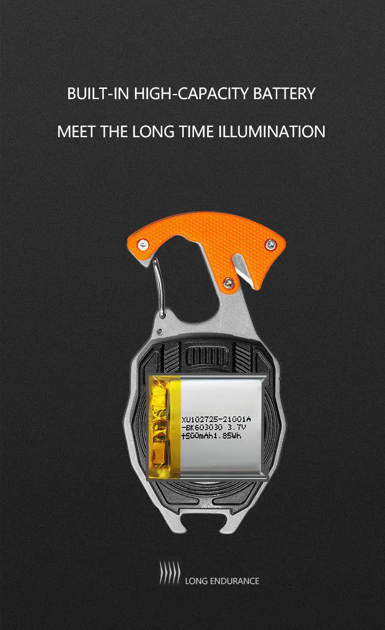 Multi-functional keychain flashlight, mini tool, bottle opener