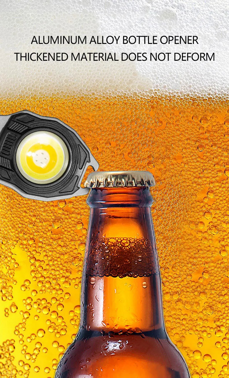 Multi-functional keychain flashlight, mini tool, bottle opener