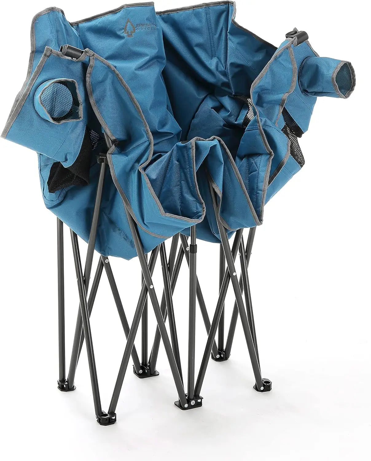 Portable Folding Camping Loveseat - 2 Cup Holders, Padded Seats, 500LB Capacity