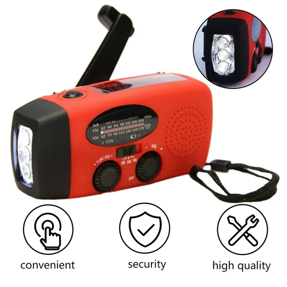 Emergency Radio Solar Hand Crank Dynamo Radio FM/AM/NOAA 2000Mah Phone Charger Power Bank Flashlight SOS