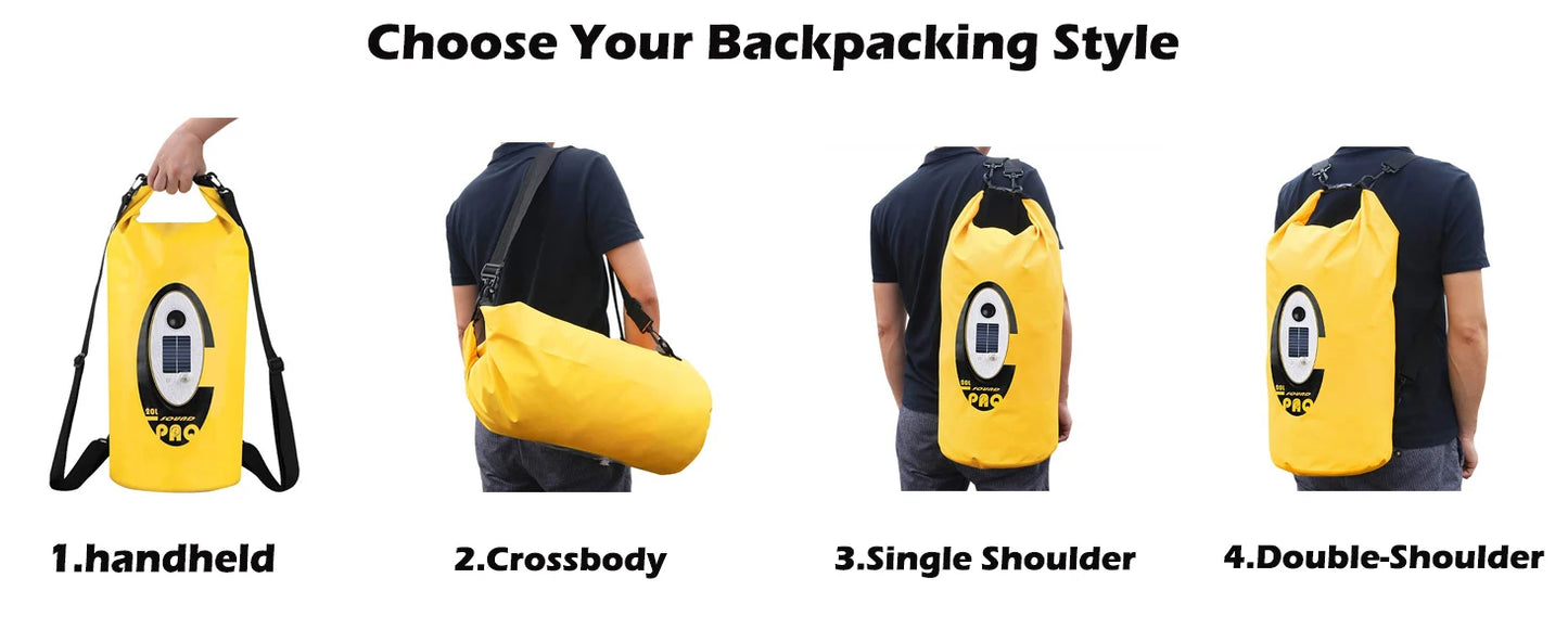 SELORSS Solar/Battery Powered Waterproof   Outdoor   Sport Bag with Bluetooth Speaker  ,Big Capacity