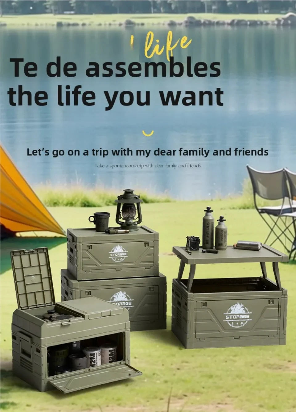 Folding   Multifunctional Camping Food Storage Box