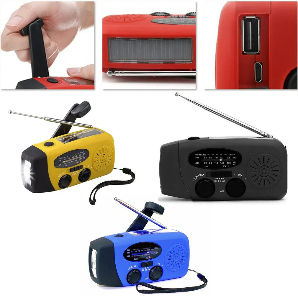 Emergency Radio Solar Hand Crank Dynamo Radio FM/AM/NOAA 2000Mah Phone Charger Power Bank Flashlight SOS
