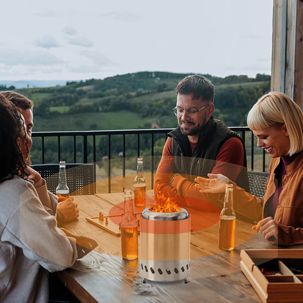 Smokeless Tabletop Fire Pit Stainless Steel Portable