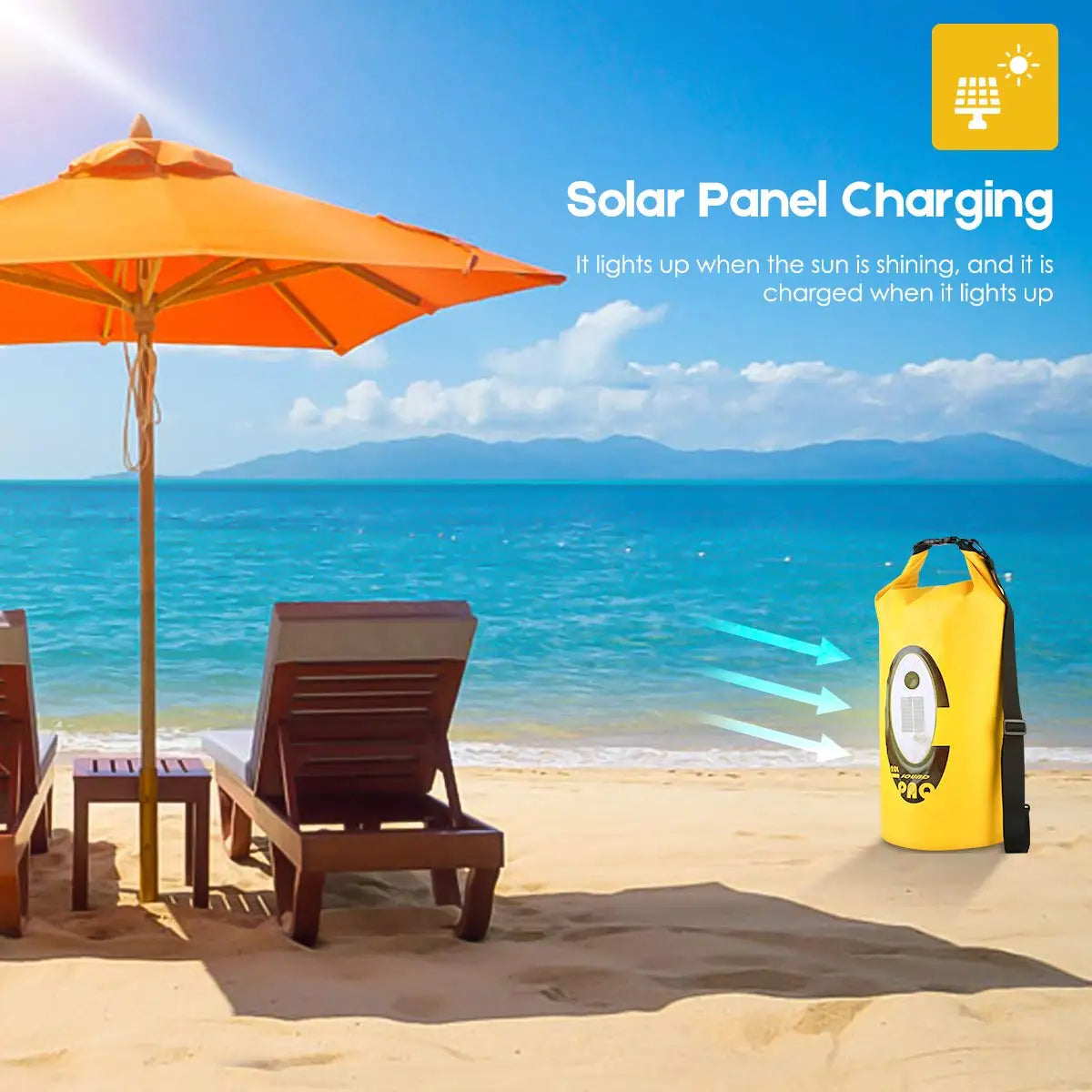 SELORSS Solar/Battery Powered Waterproof   Outdoor   Sport Bag with Bluetooth Speaker  ,Big Capacity