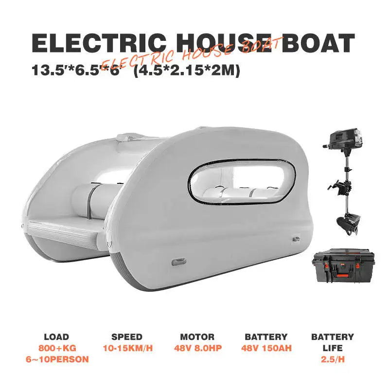 Portable Floating Water Platform Pontoon House Boat All-Electric Solar Powered