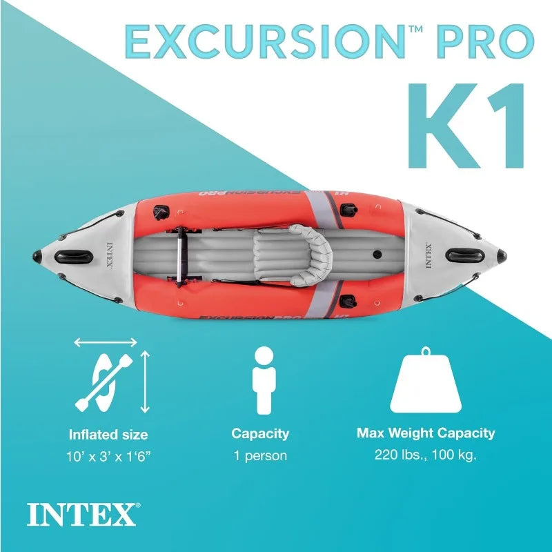 INTEX 68303EP Excursion Pro K1 Inflatable Kayak Set: Includes Deluxe 86in Kayak Paddles