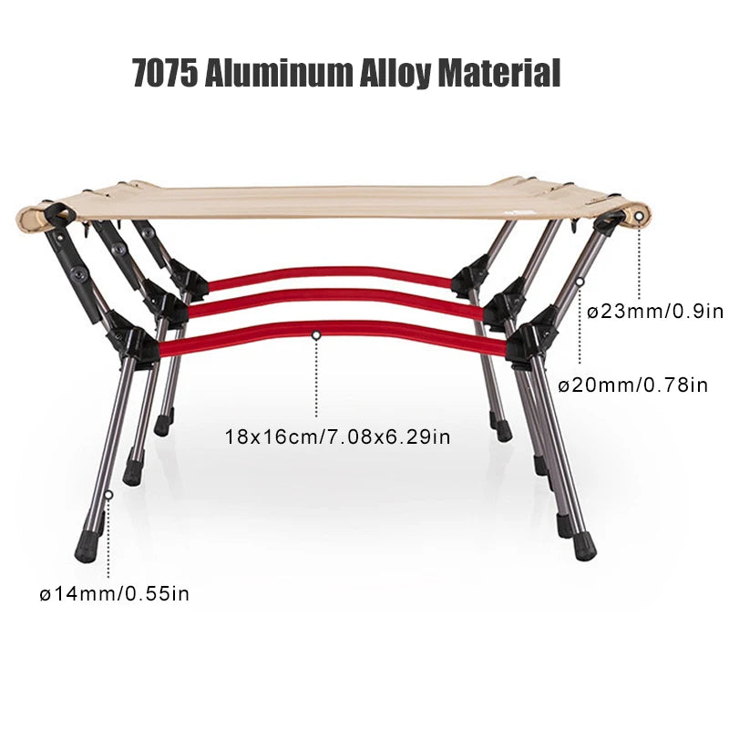 WESTTUNE Cot with Leg Extenders Portable Folding Bed Ultralight Aluminum Alloy