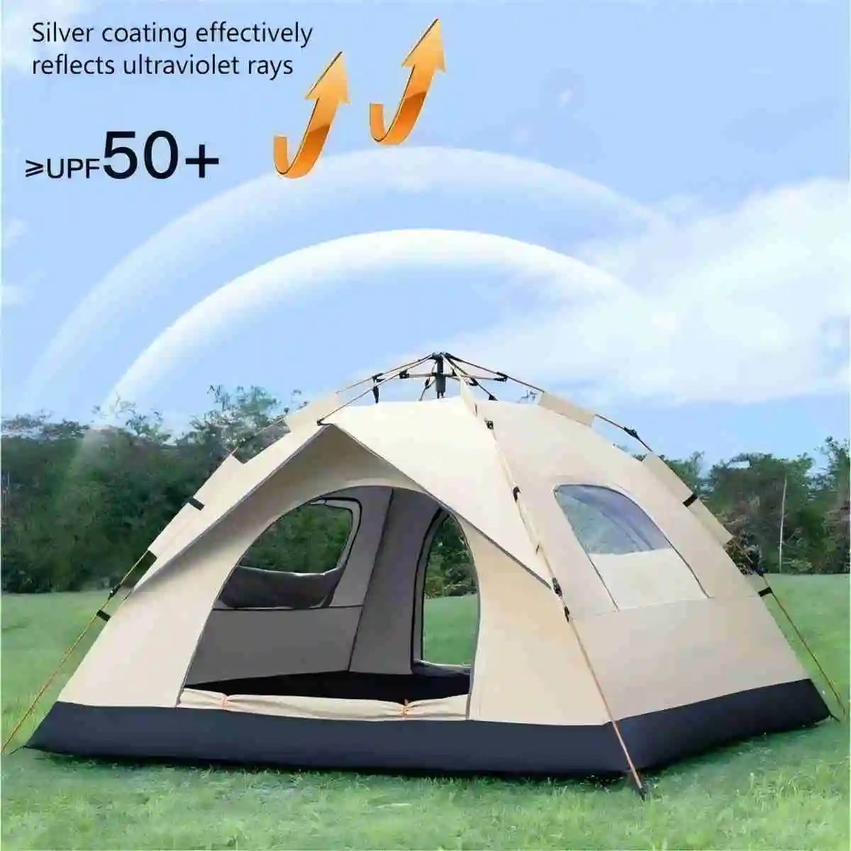 Outdoor shelter Sunshade Self-driving Trave Camping tent Two doors and two windows